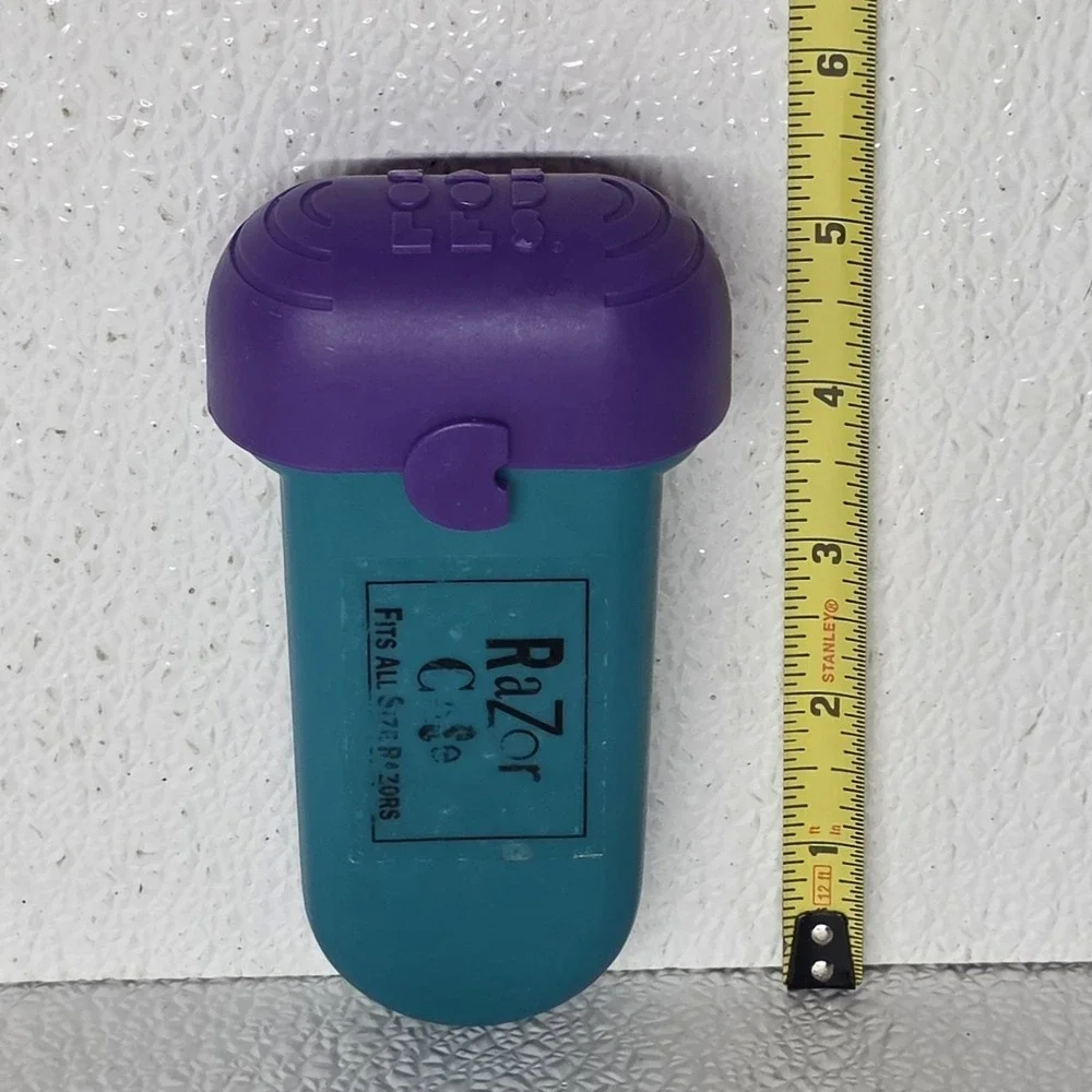 Vintage 1993 Caboodles Plastic Purple & Blue Teal Green Razor Case Holder
